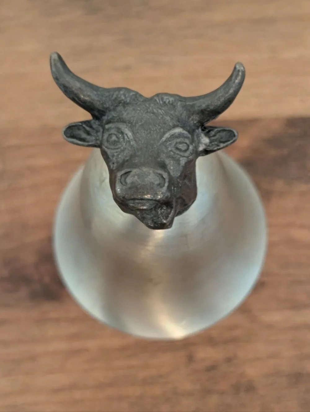 1970's Towle Pewter Bull Cow Longhorn Shot Glass Cup 2 3/4 Inches Tall‎